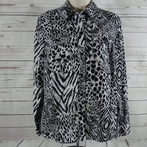 Jones New York Sport Tiger Print Blouse - Picture 1 of 9